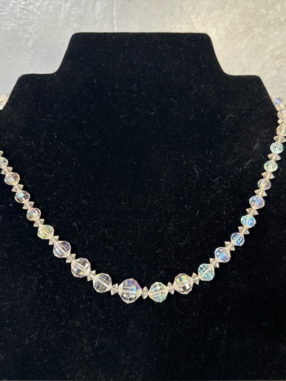 Single Strand Graduated Aurora Borealis Necklace – 17" WITH EXTENDER